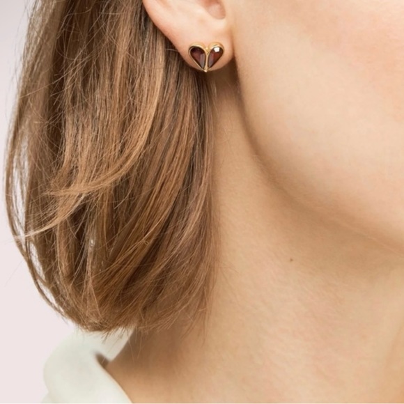 KATE SPADE Rock Solid Stone Heart Stud Earrings - Picture 2 of 4